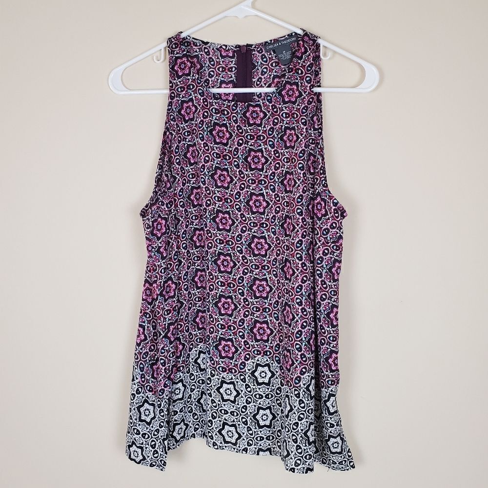 Chelsea & Theodore Purple Black Geometric Tank Size medium